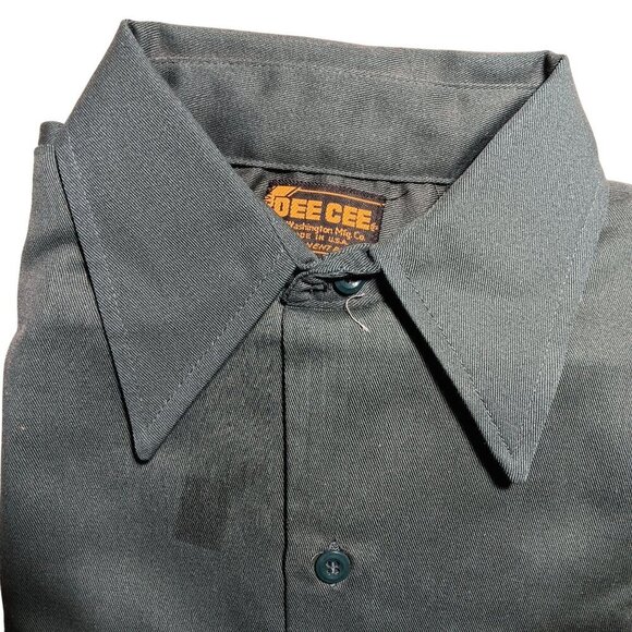 Vintage 1970s  WASHINGTON DEE CEE Work Shirt  SMALL 15 TALL LS GREEN - Picture 1 of 6